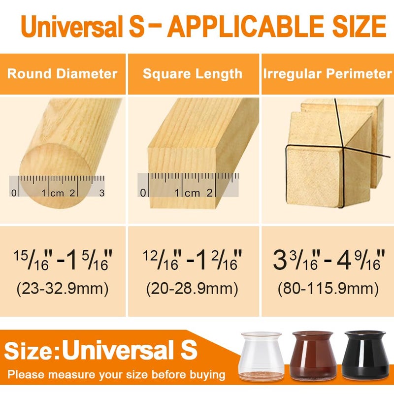 VIUME 24 Pcs Chair Leg Floor Protectors for Hardwood Floors Silicone Covers to Protect Wood Tile Floors Felt Bottom Furniture Leg Caps Anti-Scratch Reduce Noise (Fit:0.9""-1.29"") - Image 5